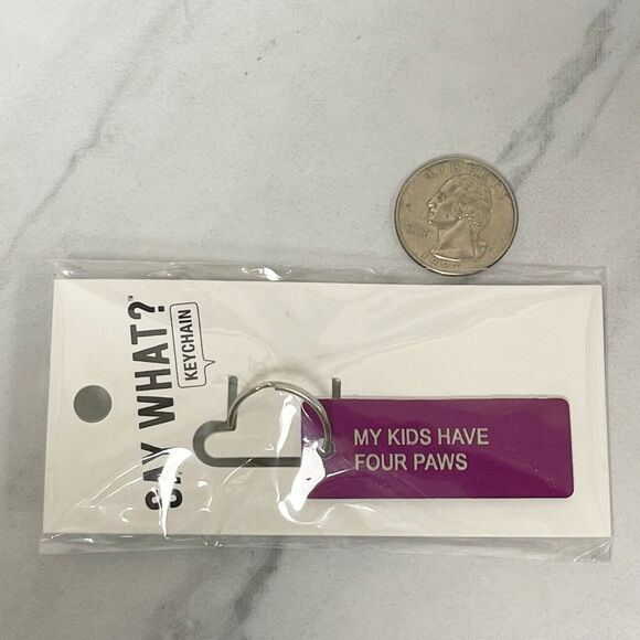 About Face "My Kids Have Four Paws" Purple Keychain Pet Parent ✨ - Picture 2 of 5